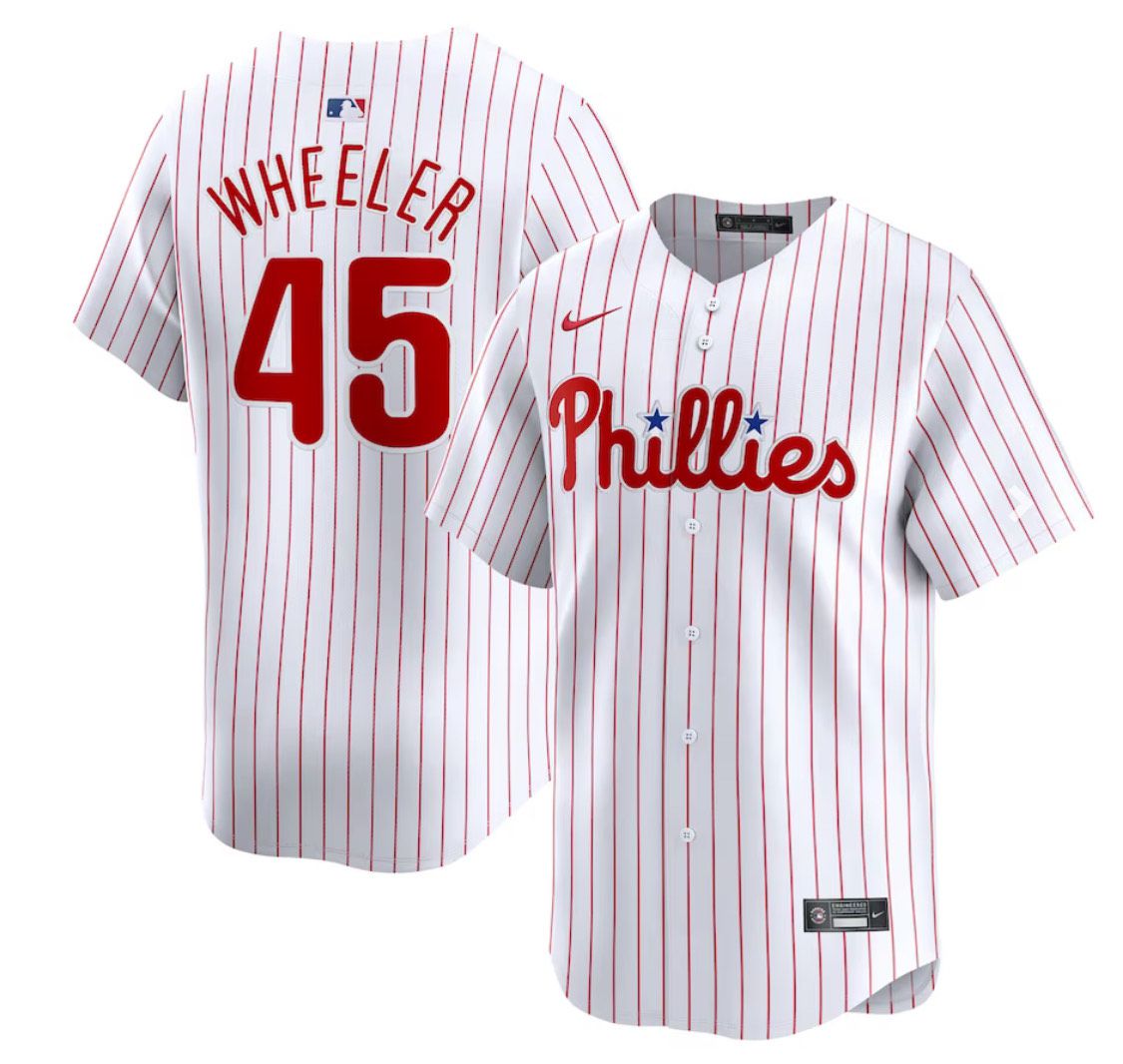 2024 MLB Men Philadelphia Phillies #45 Wheeler Nike White Home Limited Player Jersey
